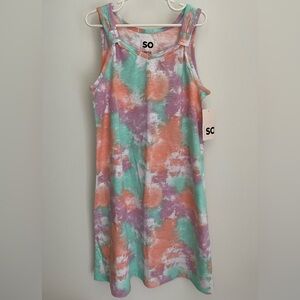 NWT | SO | Pastel Tie-Dye Knot Strap Tank Dress for Girls | L (10-12)
